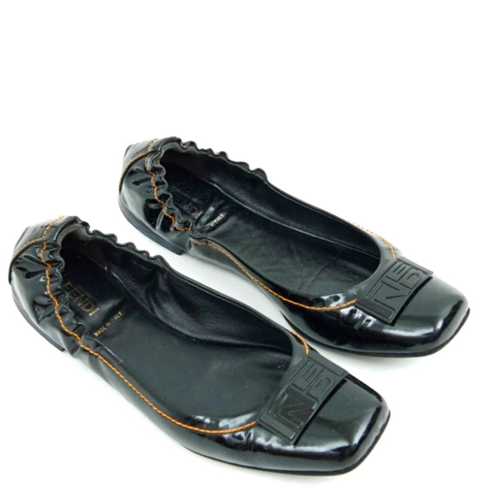 Fendi Ballet Flats Black Patent Leather. Size: 37.5
